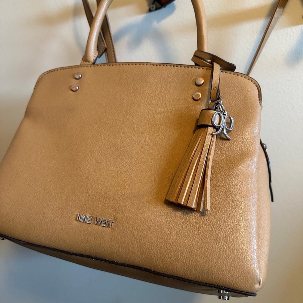 Nine West Tan Satchel with Tassel Charm